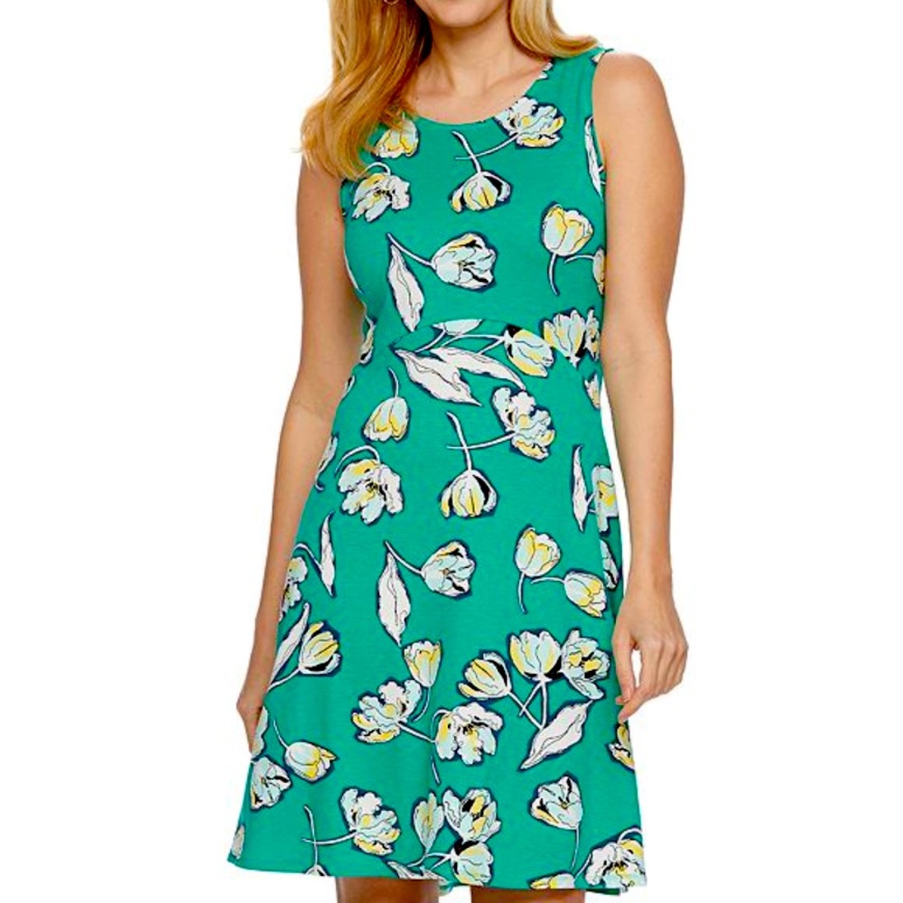 Apt. 9 Floral Green Sleeveless Dress Medium, NWT